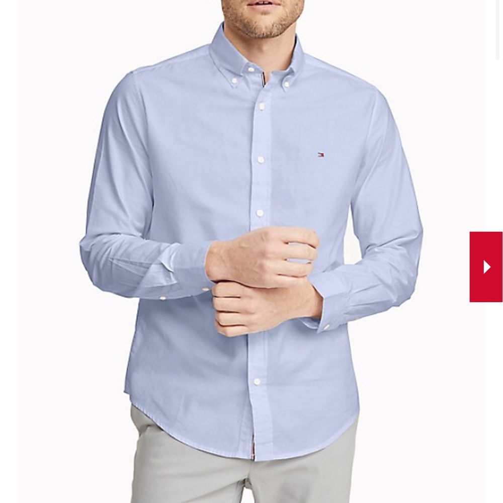 Men’s L Tommy Hilfiger End on End Blue Button Up